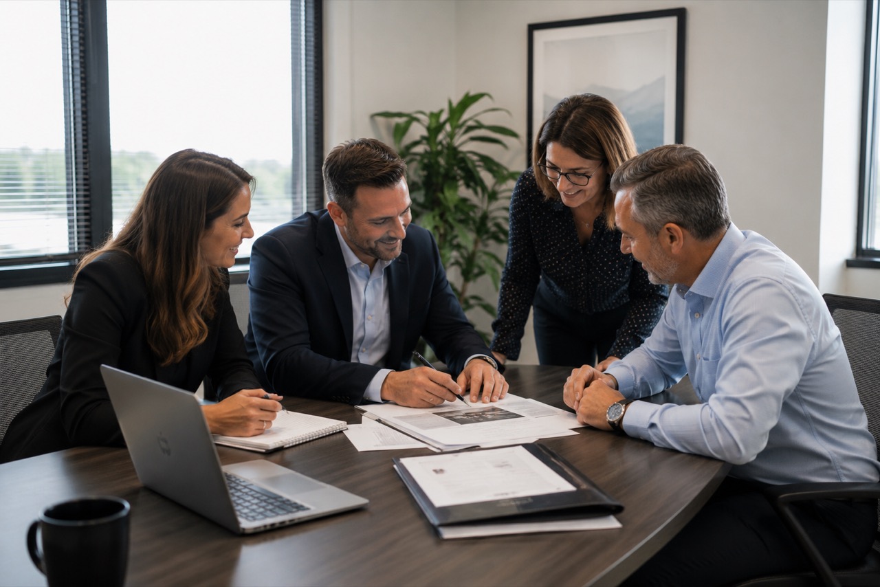 The Newral Properties acquisitions team reviewing an off-market deal